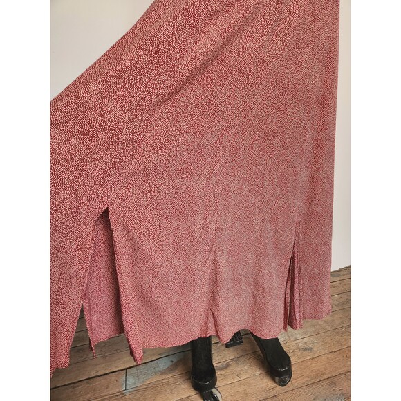 90s does 40s Maxi Dress - Polka Dot Print Dress Long Slits Dress Front & Back XS - Picture 4 of 10